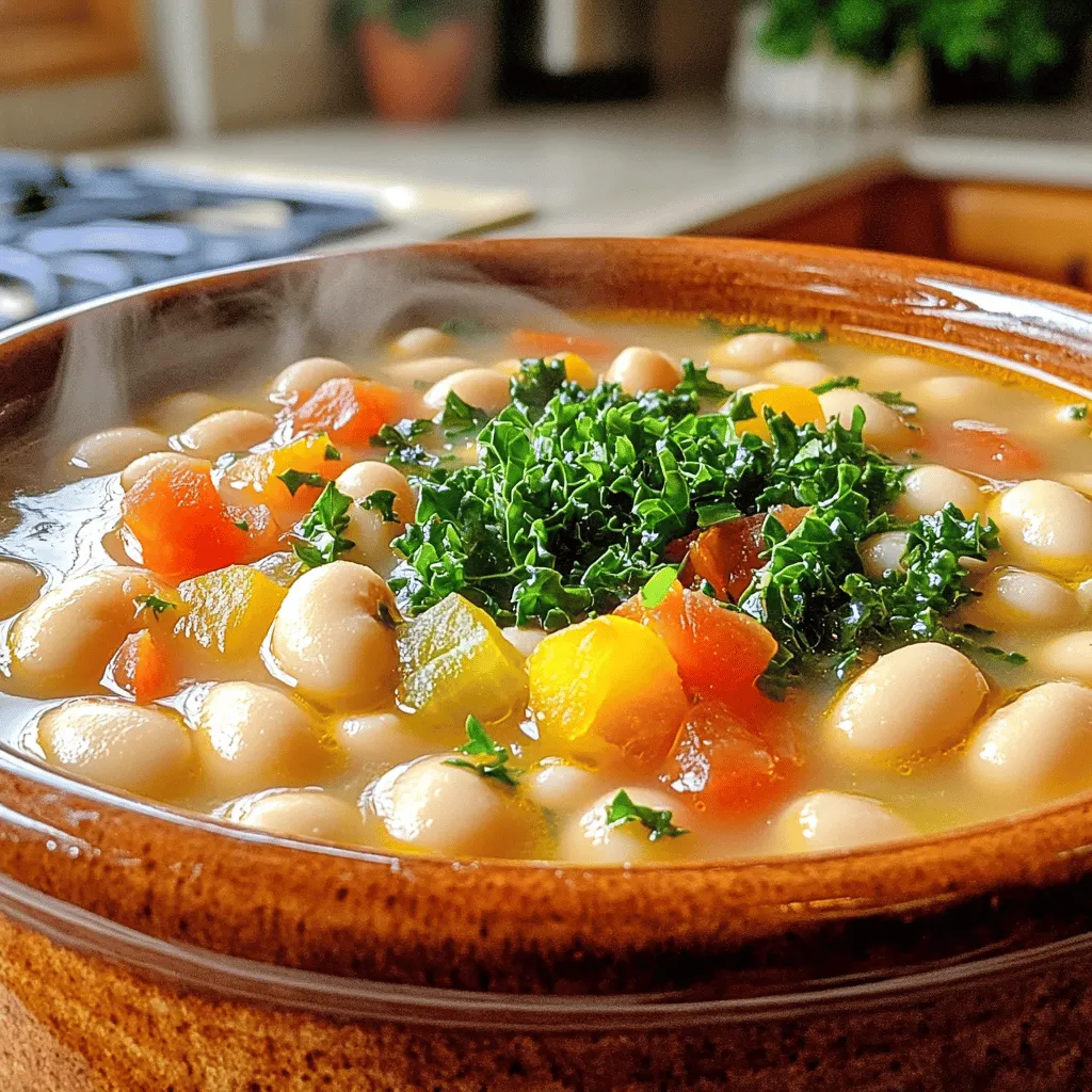 Köstliche Tuscan White Bean Soup Einfach und Nahrhaft