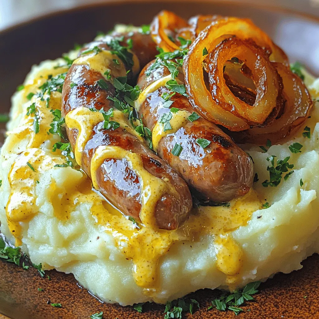 - 500 g grobe Bratwürste - 1 kg mehlige Kartoffeln - 200 ml Milch - 50 g Butter