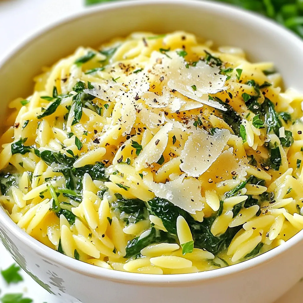 Cremige Parmesan-Spinat-Orzo Einfache und leckere Mahlzeit