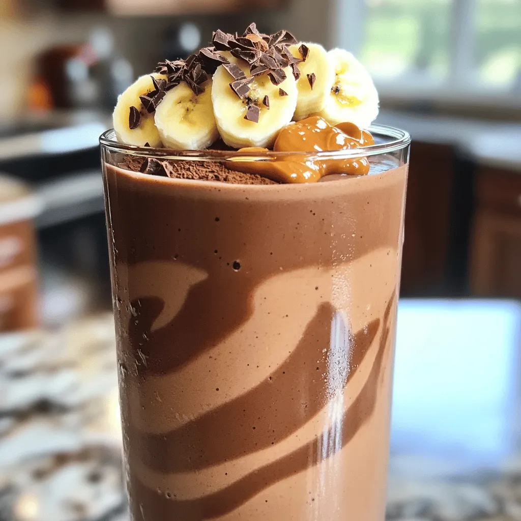 Schokoladen-Erdnussbutter-Smoothie Cremig und Lecker