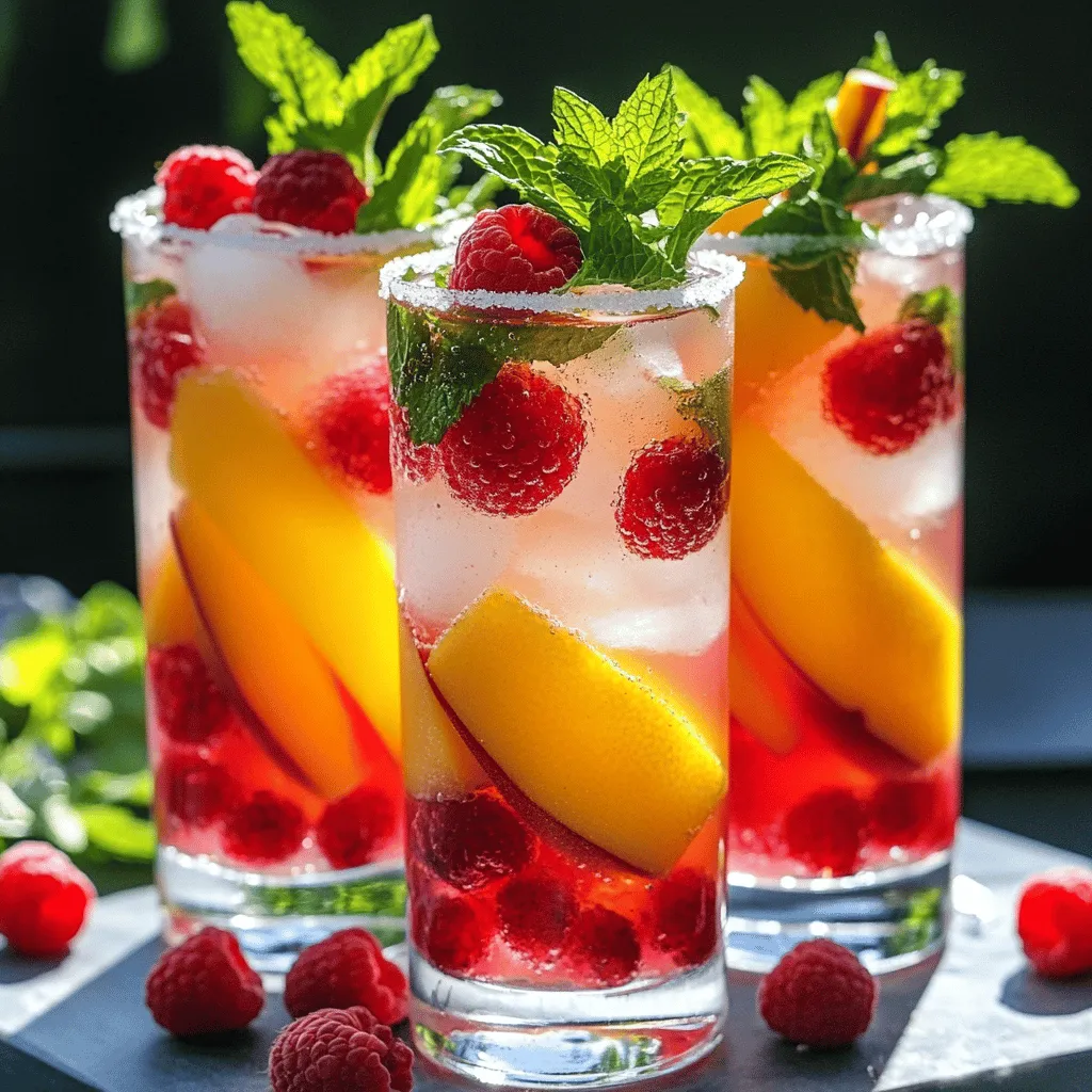 Erfrischende Raspberry Peach Lemonade für heiße Tage
