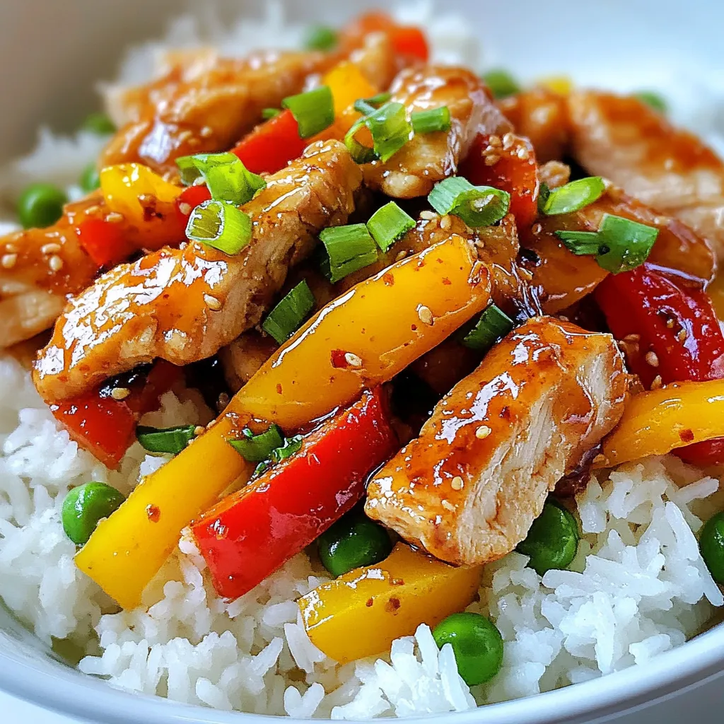 Sweet Chili Chicken Stir Fry Schnelle und einfache Mahlzeit