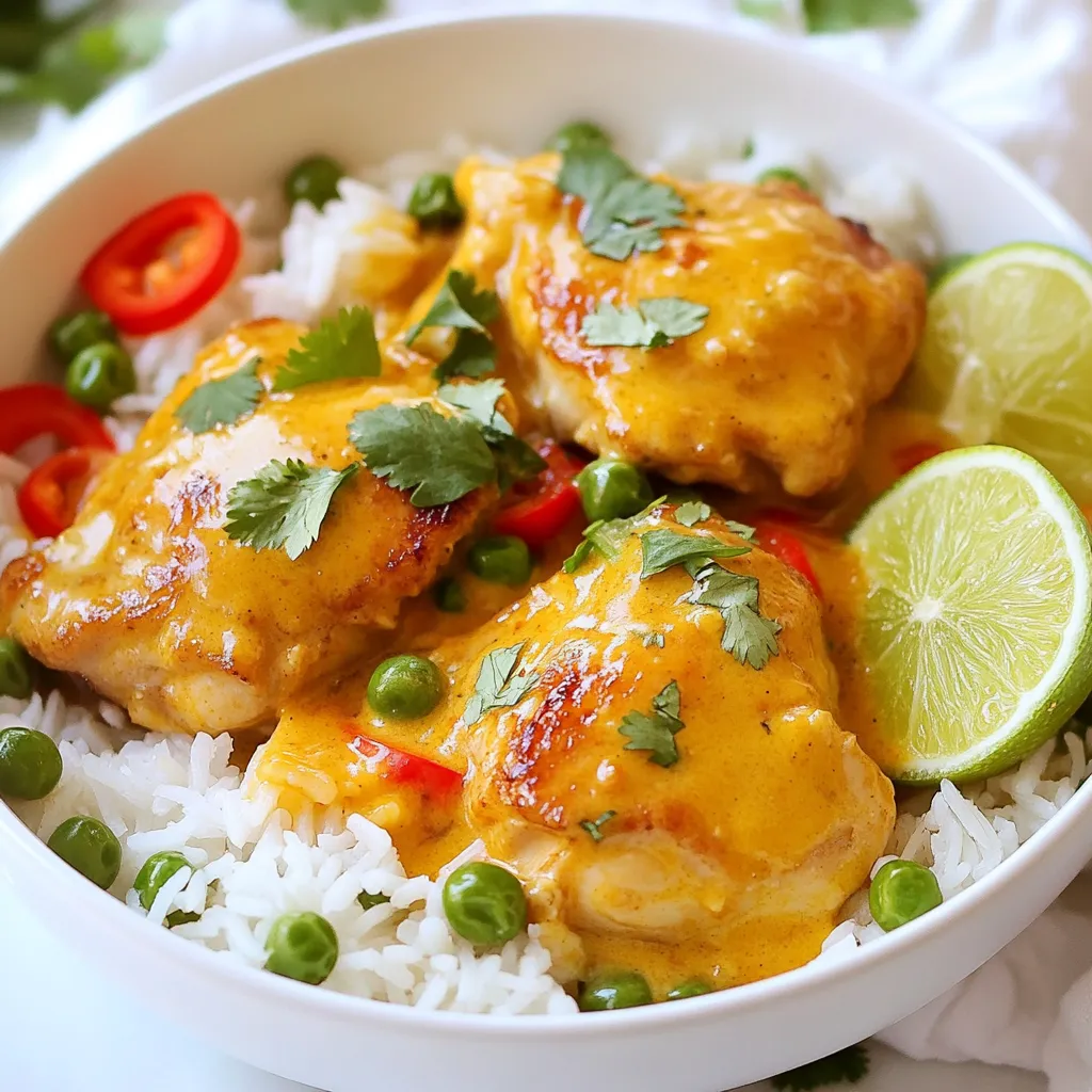 Kokosnuss-Hühnchen und Reis Einfaches Rezept für Genuss