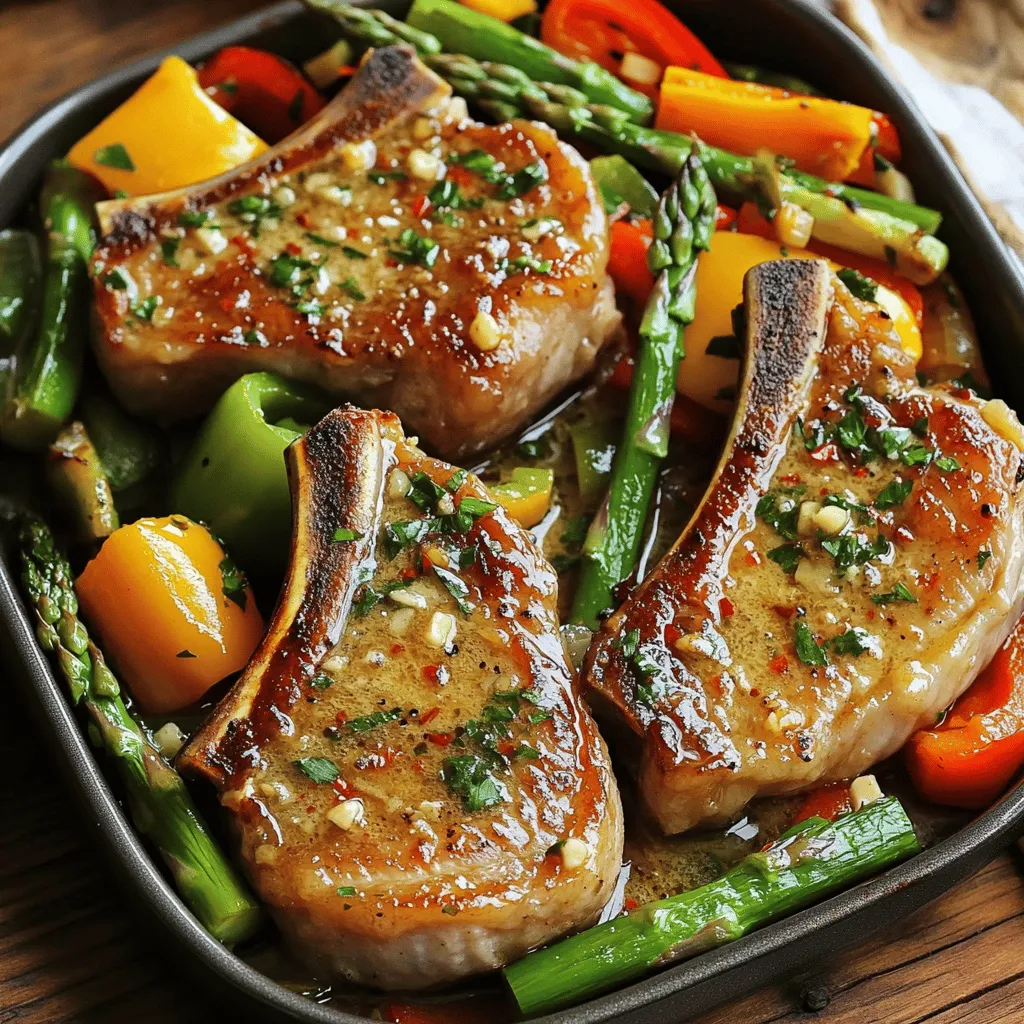 Knoblauchbutter Schweinekoteletts Einfache Ein-Pfanne Reinigung