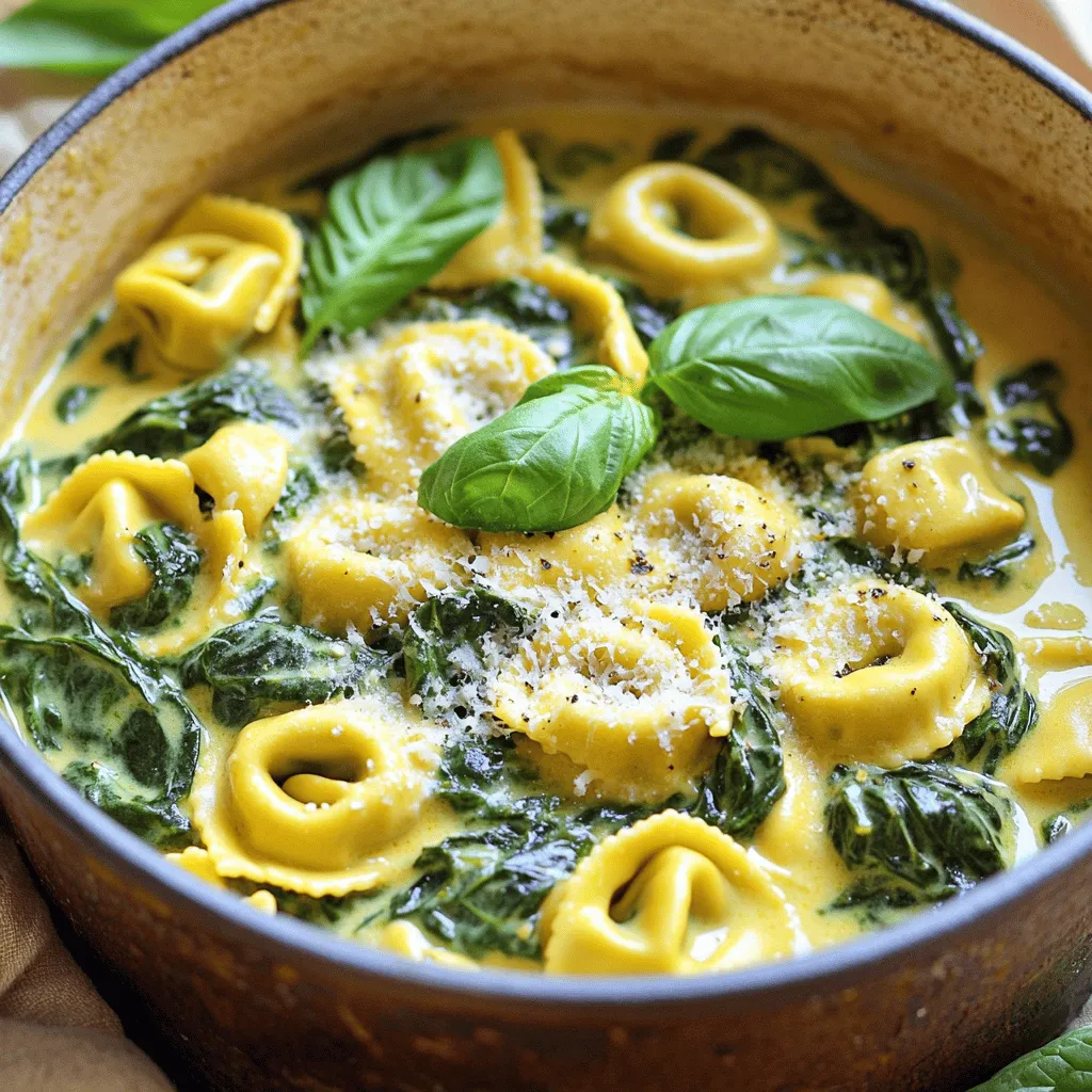 One Pot Creamy Spinach Tortellini Einfach und Köstlich