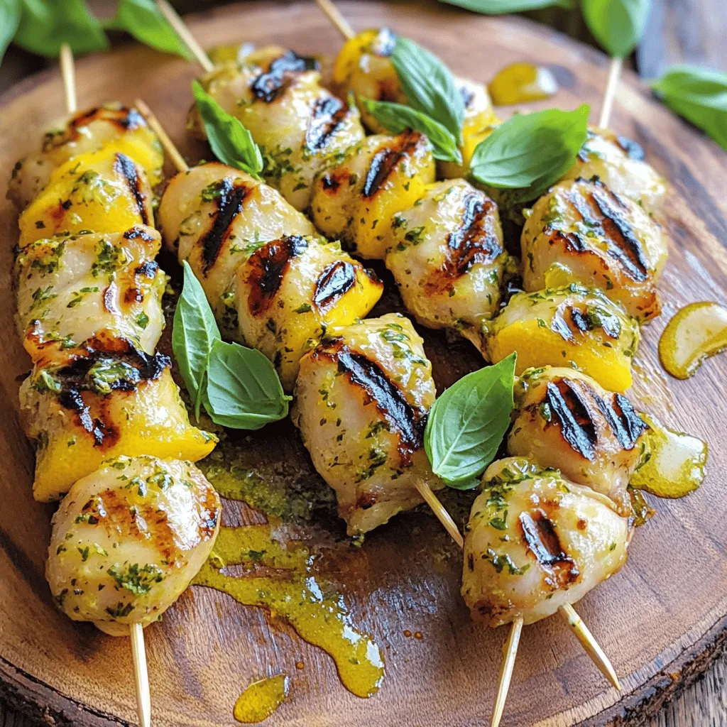 Lemon Basil Chicken Skewers Einfache Grillerei