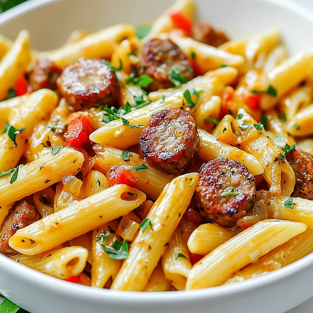 Cremige Cajun Wurst-Pasta Einfache und köstliche Mahlzeit