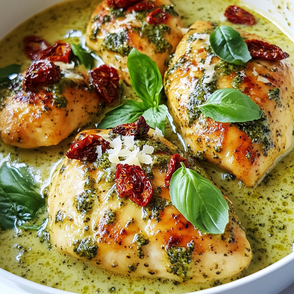 Cremiges Pesto-Hähnchen mit getrockneten Tomaten