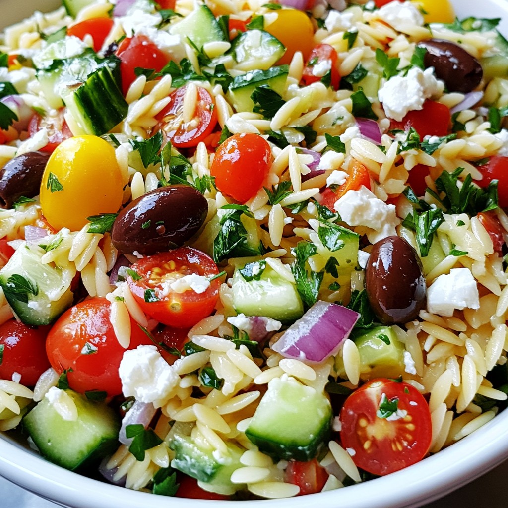 Griechischer Orzo Pasta Salad Schnelles und frisches Gericht