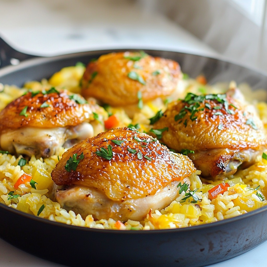 Savory One-Pan Chicken with Garlic Rice Gerichte genießen