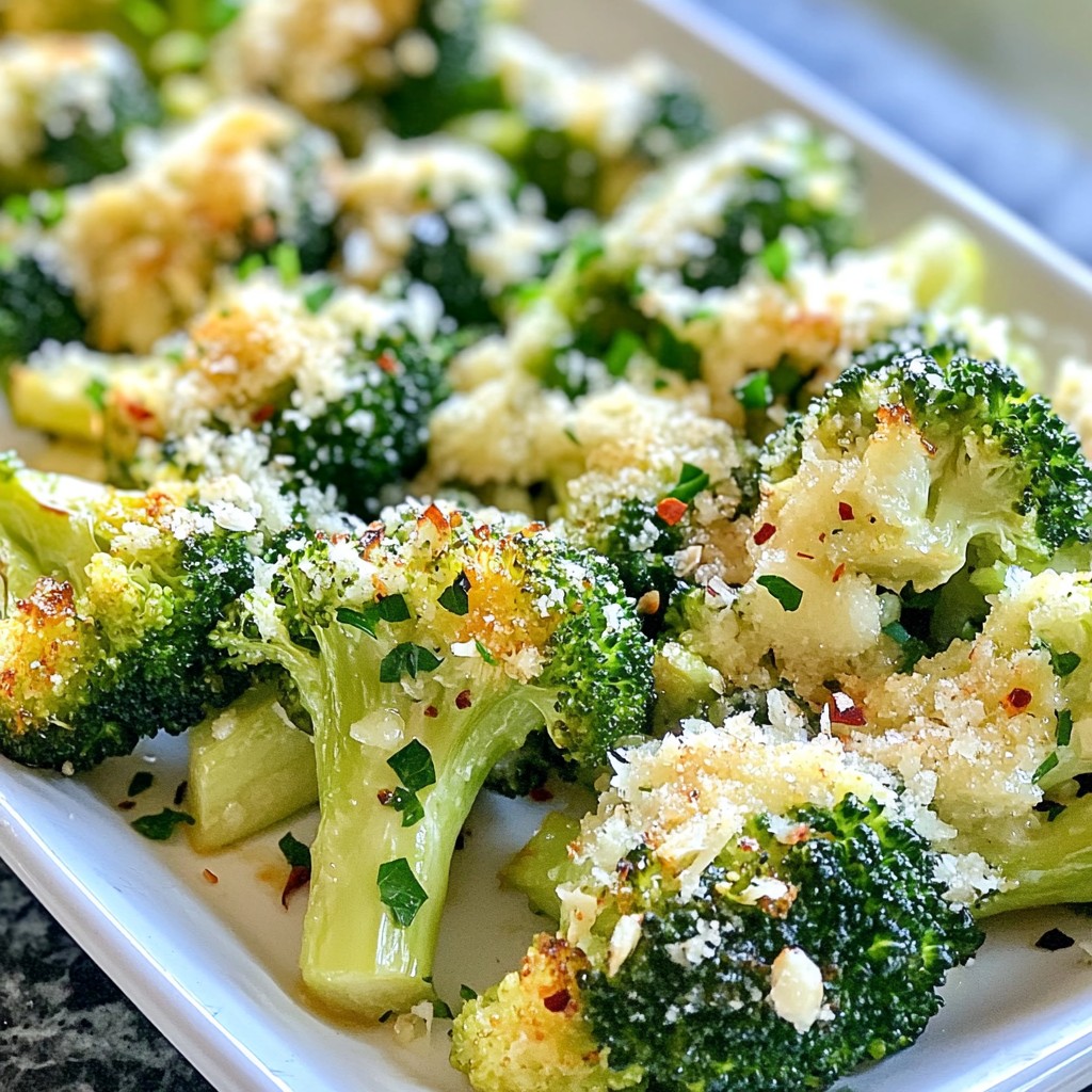 Knoblauch Parmesan Rösterbrokkoli Einfaches Rezept