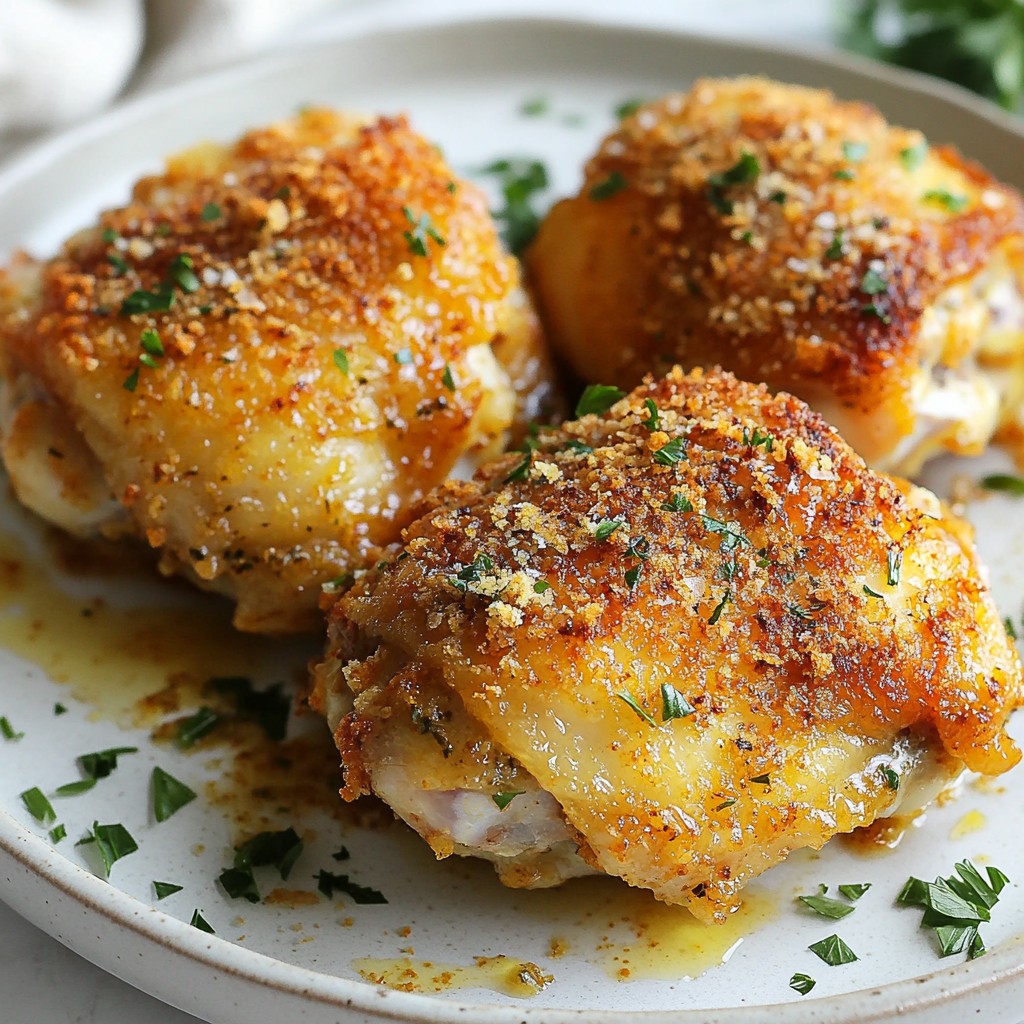 Knusprige gebackene Hähnchenschenkel mit Parmesan