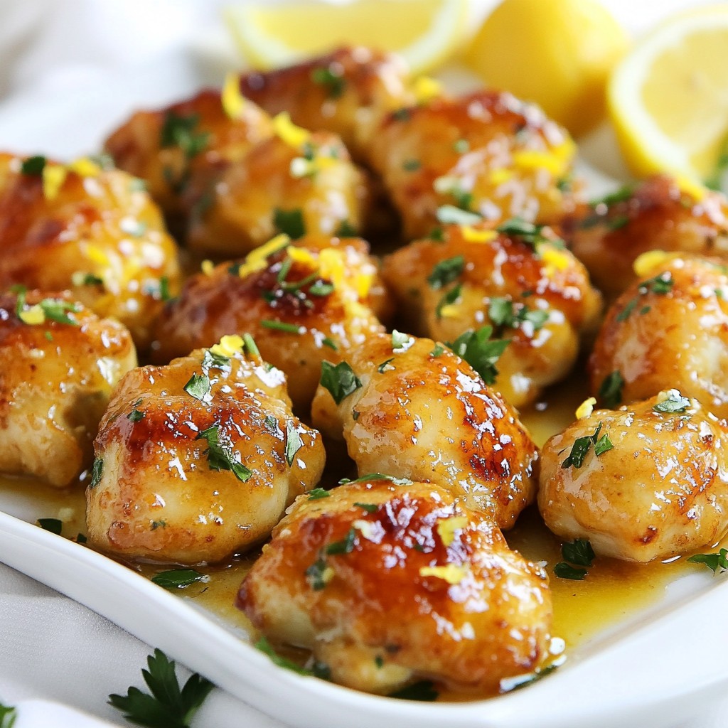 Knoblauch Zitronen Butter Hähnchenbissen Einfach Köstlich