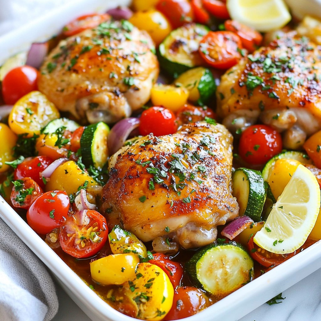 Einfache One-Pan Hähnchen mit mediterranen Veggies