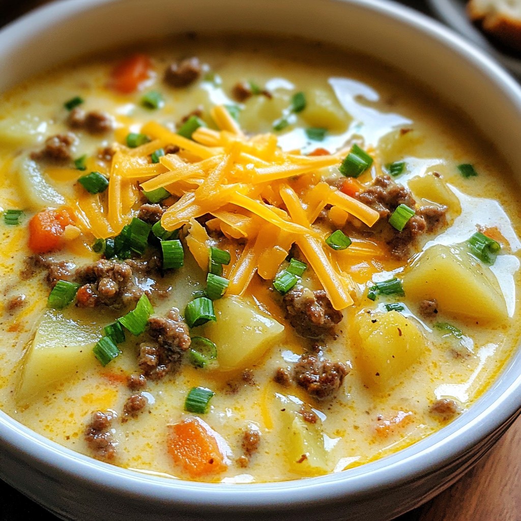 Cheeseburger Soup Lecker und Einfach Zubereiten