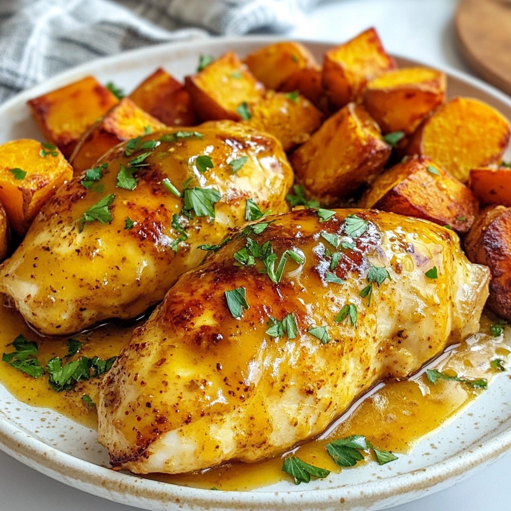 Honig-Senf Hähnchen mit Süßkartoffeln einfach genießen