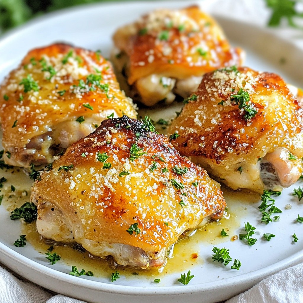Knoblauch Parmesan gebackene Hähnchenschenkel lecker