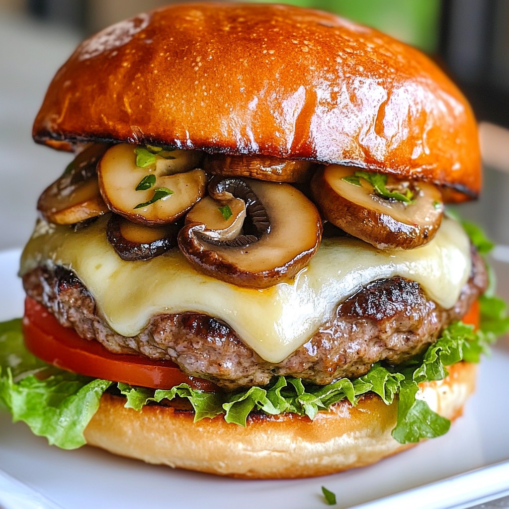 Knoblauch Champignon Schweizer Burger Köstliches Rezept