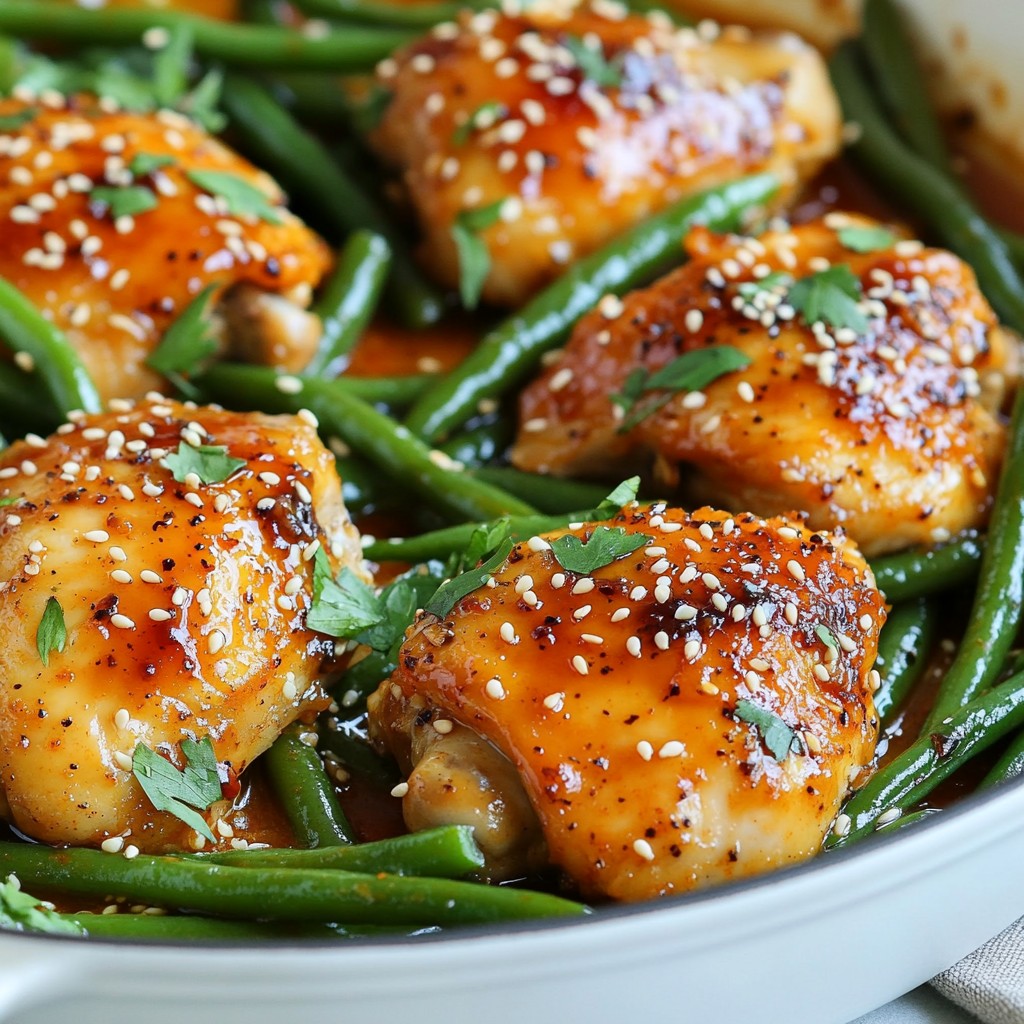 One-Pan Sweet Chili Chicken mit grünen Bohnen