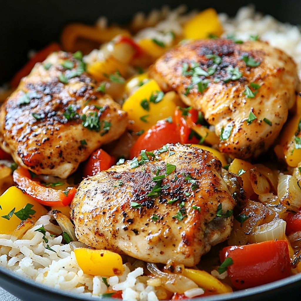 One-Pan Cajun Chicken mit Paprika-Reis Genuss