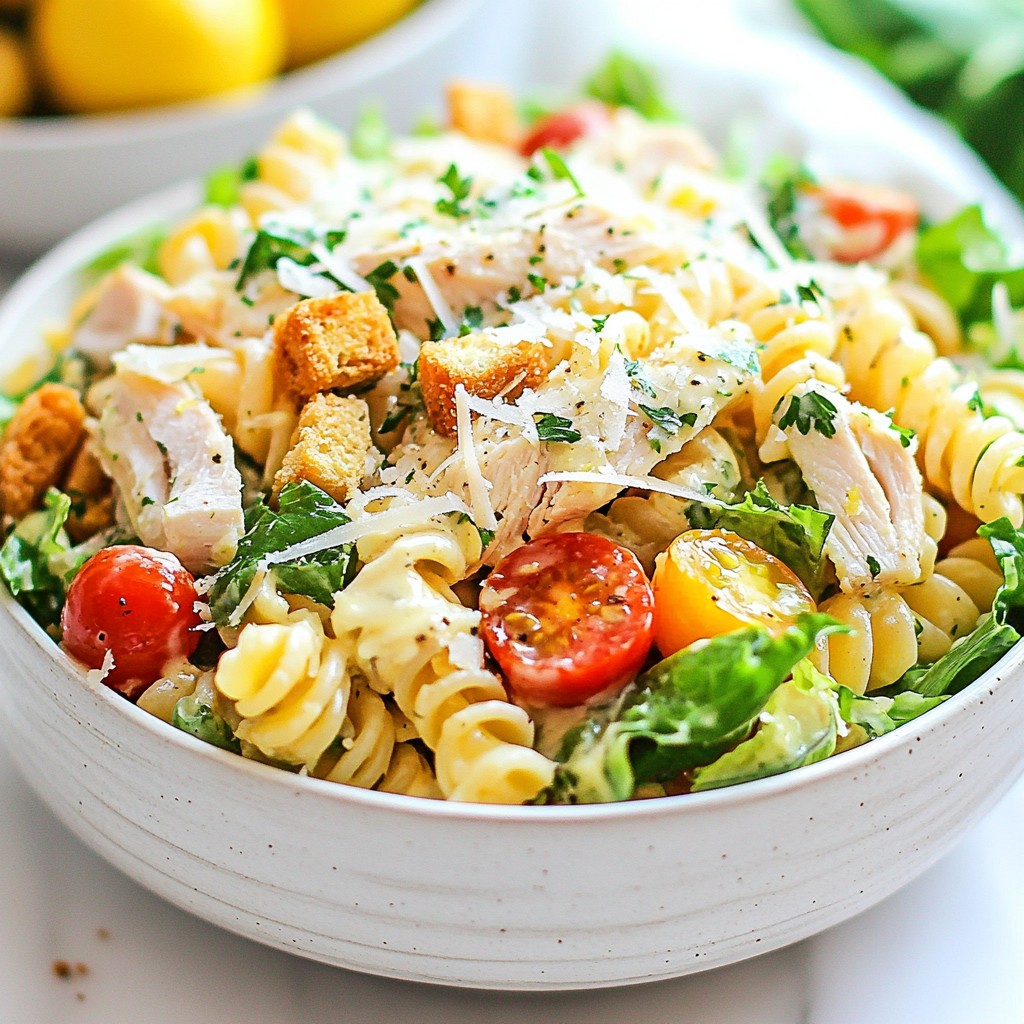 Chicken Caesar Pasta Salad Schnelles und einfaches Rezept