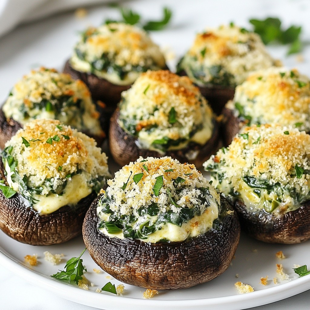 Cremig gefüllte Spinat-Pilze Einfaches Genussrezept
