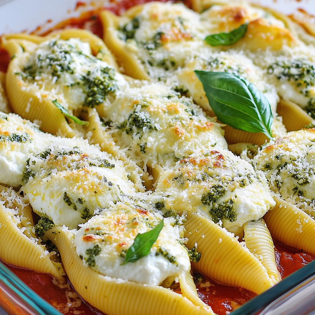 Pesto Ricotta Stuffed Shells Einfaches und leckeres Gericht