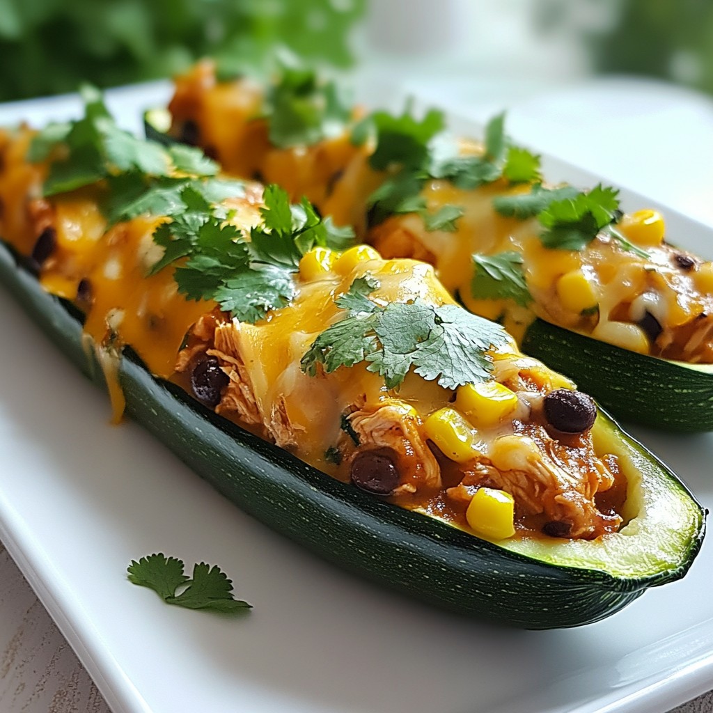 BBQ Chicken Stuffed Zucchini Boats Einfaches Rezept