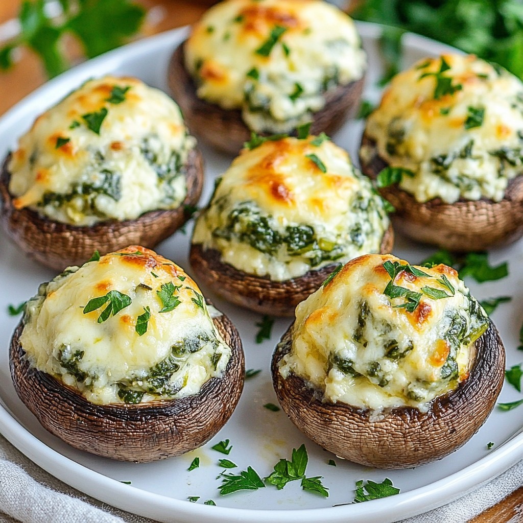Käse-Spinat gefüllte Champignons lecker und simpel