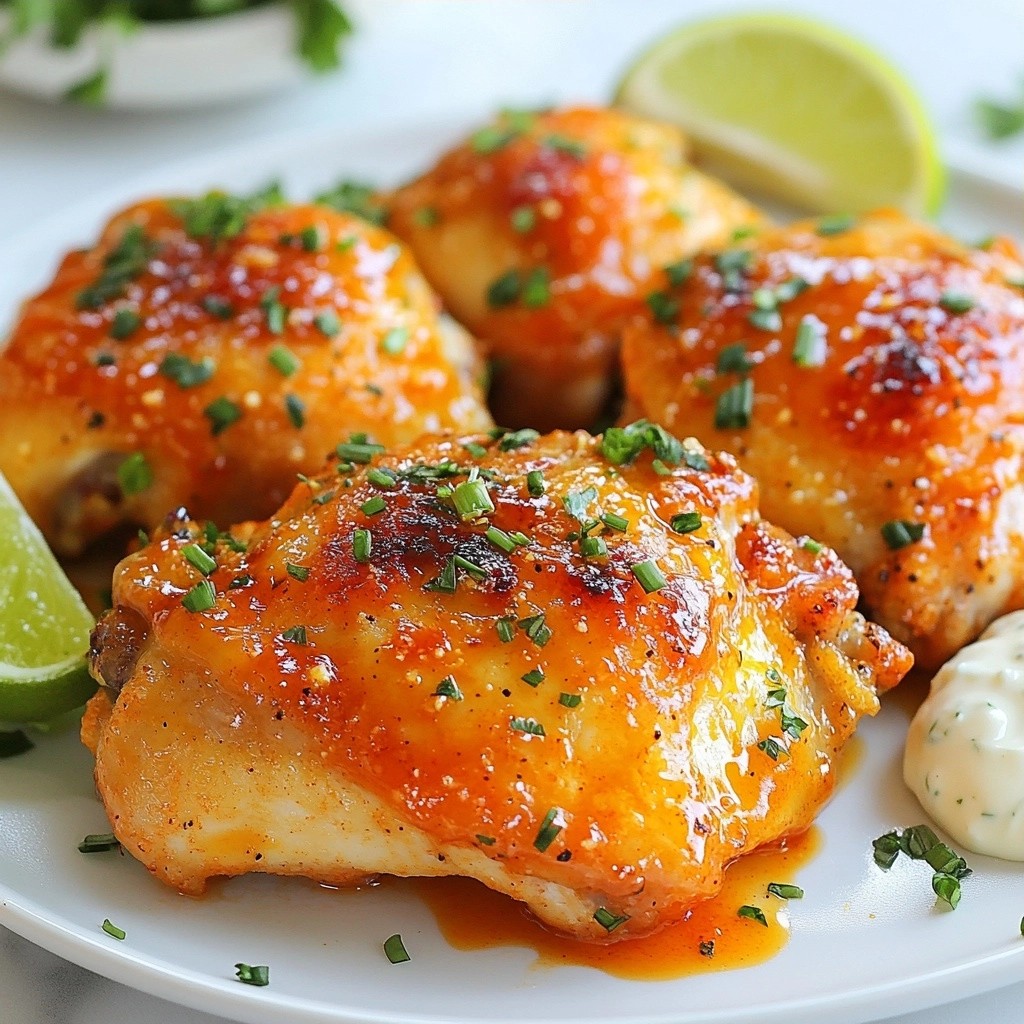 Buffalo Chicken Thighs with Ranch Drizzle Leckere Speise