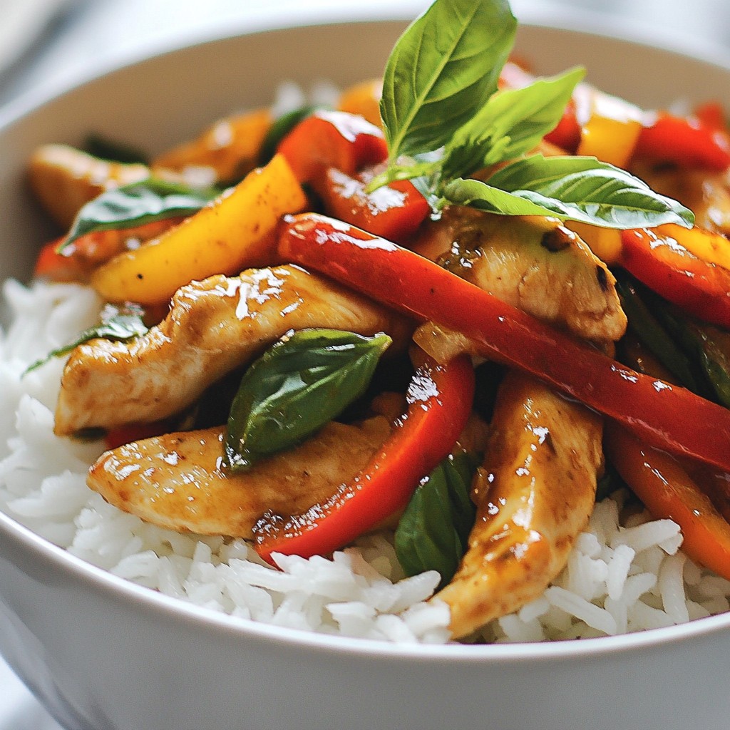 Spicy Thai Basil Chicken Einfache und schnelle Mahlzeit