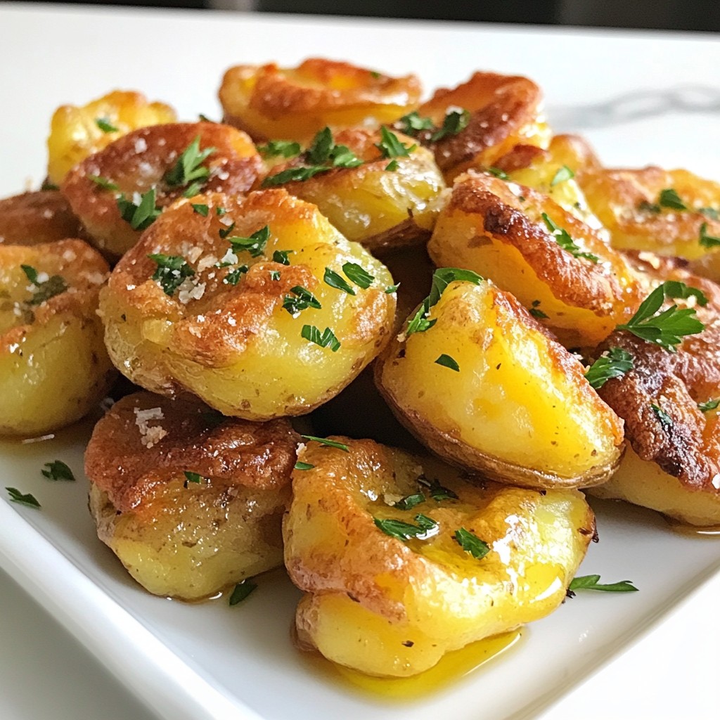 Crispy Garlic Smashed Potatoes Einfaches Rezept