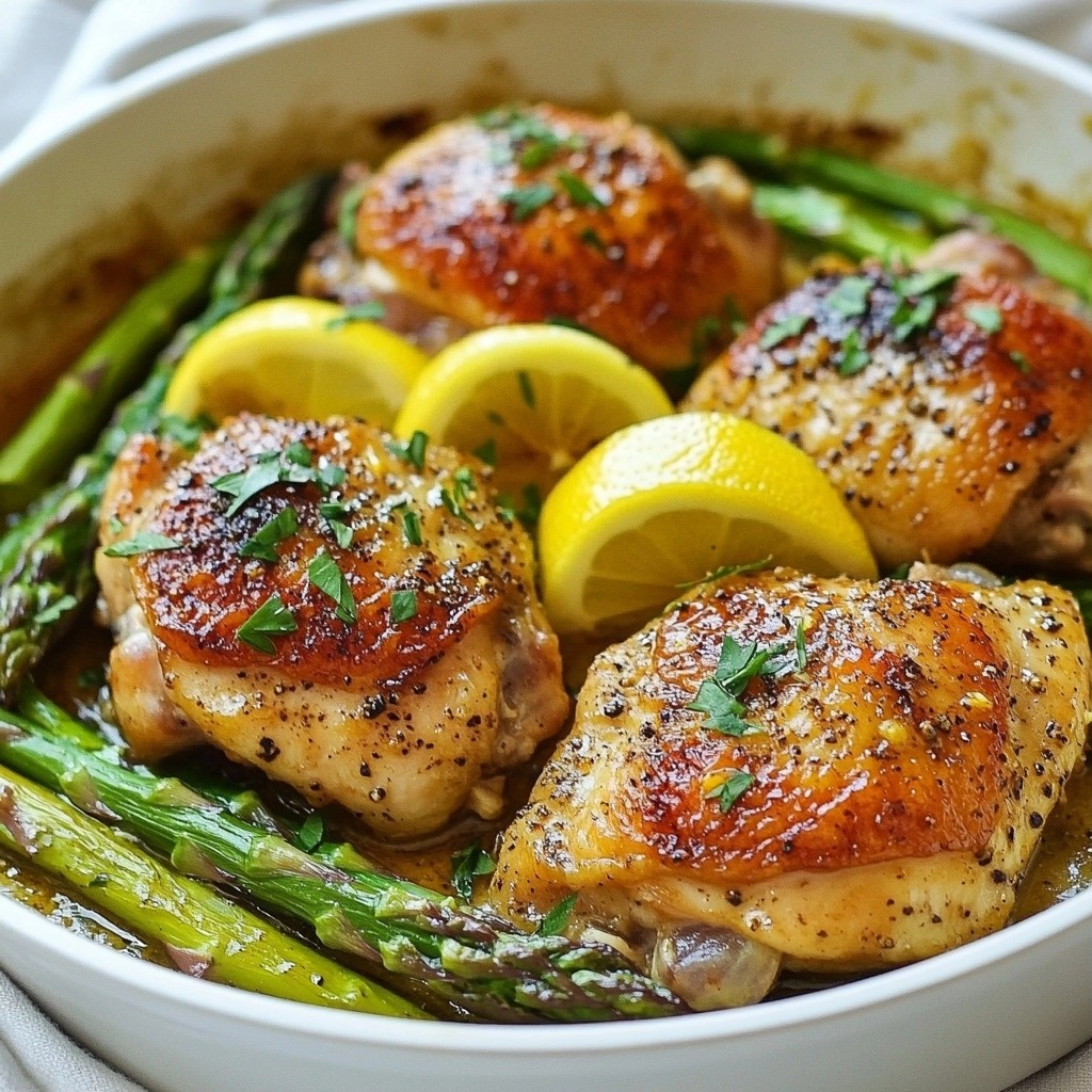Einfaches One-Pan Lemon Pepper Chicken mit Spargel