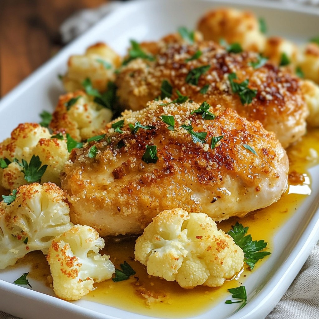 Baked Chicken with Parmesan Crust und Blumenkohl lecker