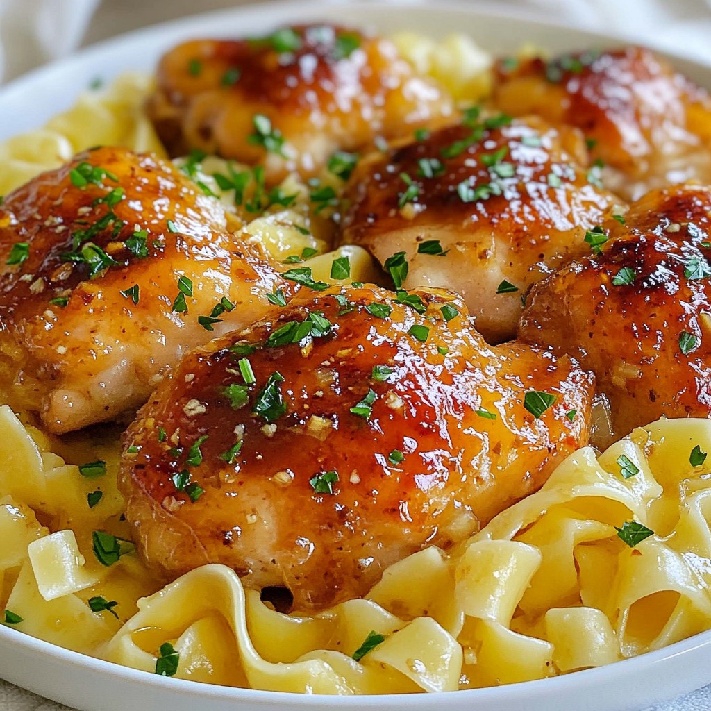 Honig-Knoblauch-Hähnchen mit Butter-Nudeln Rezept