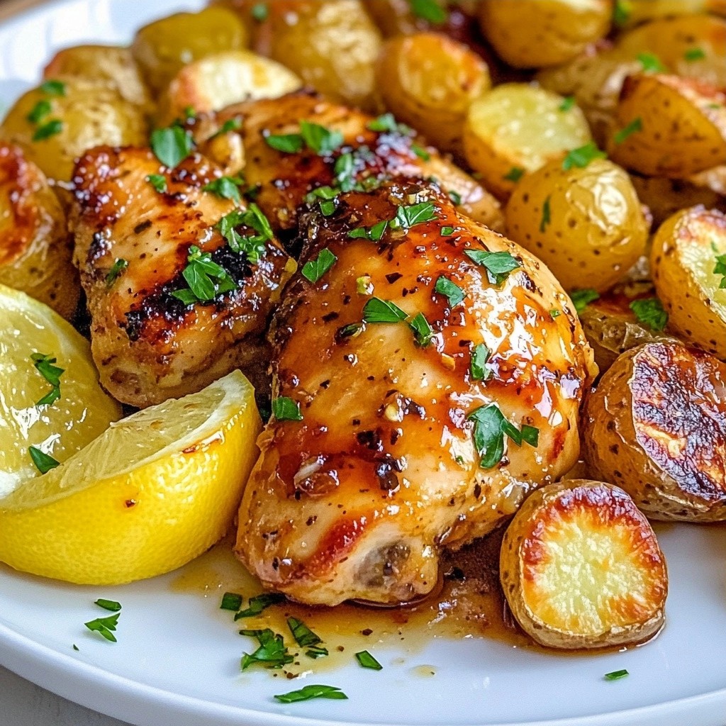Saftiges Honig-Zitronen-Hähnchen mit Kartoffeln