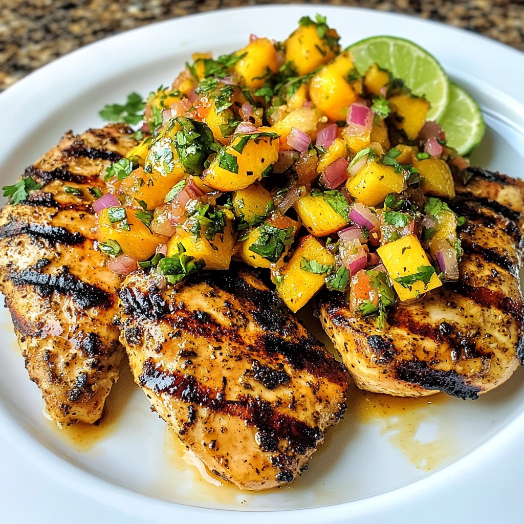 Spiced Grilled Chicken with Peach Salsa Rezept