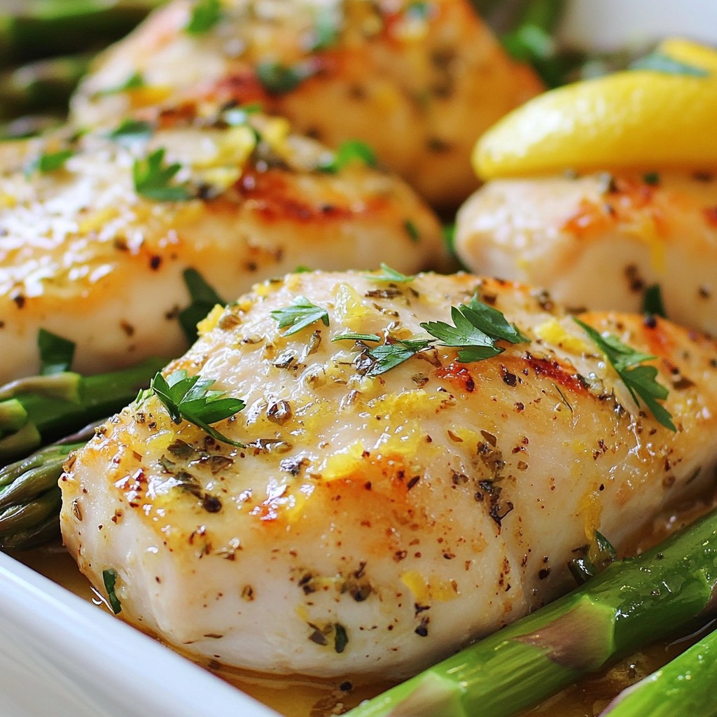 Herbed Lemon Baked Chicken with Asparagus Rezept
