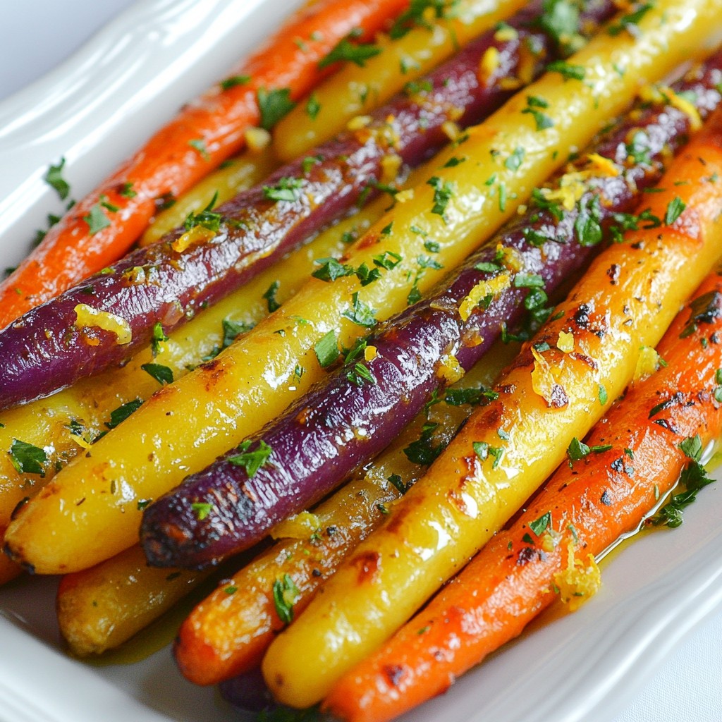 Herb Roasted Rainbow Carrots Schmackhafte Beilage