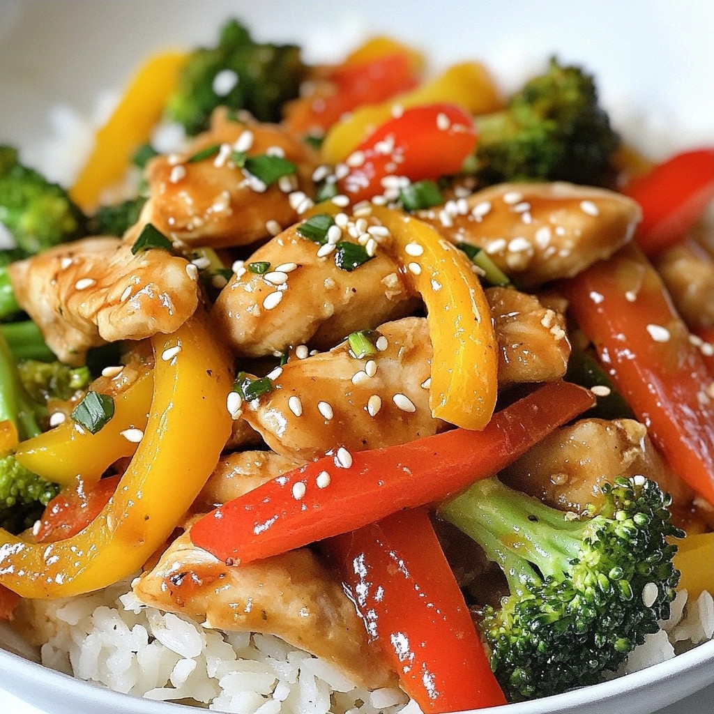 Schnelles Hähnchen-Stir-Fry mit Sesam-Ingwer-Sauce
