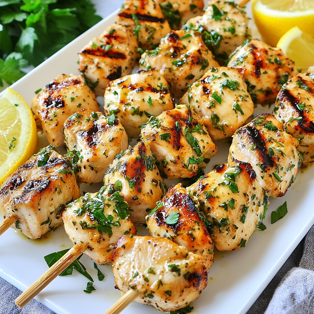 Knoblauch Kräuter Zitronen Hähnchenspieße lecker zubereiten