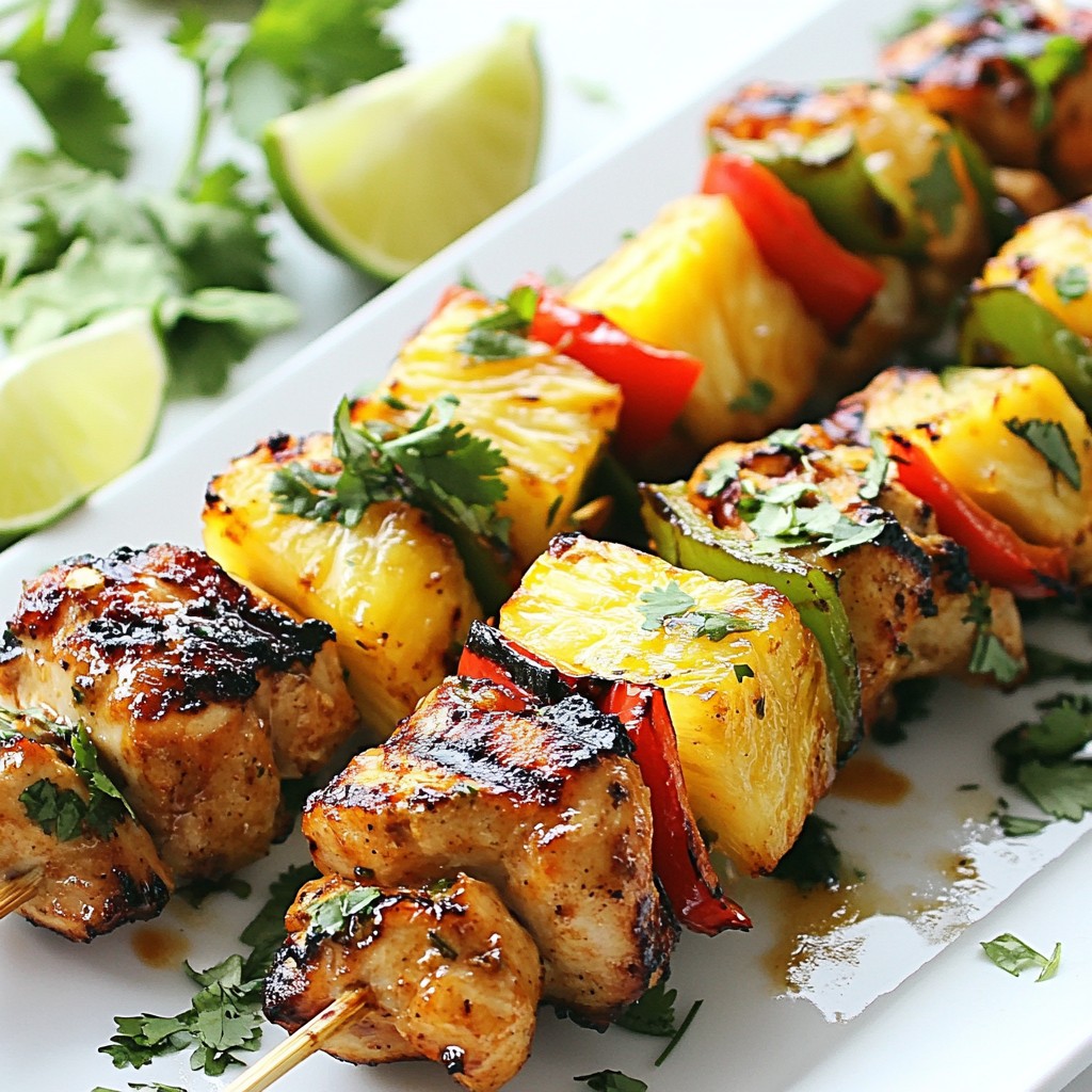 Spicy Pineapple Chicken Skewers Einfach und Lecker
