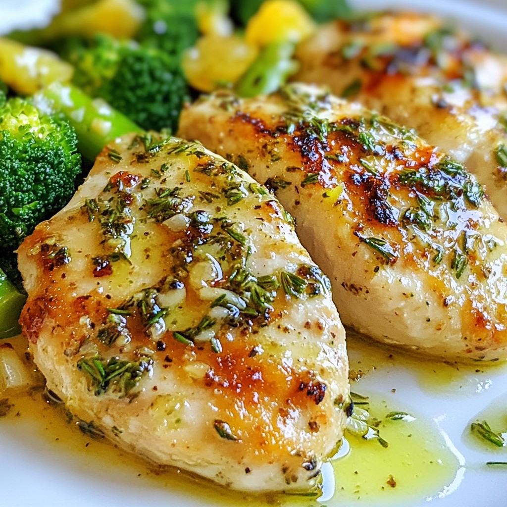 Herbed Baked Chicken Breast with Lemon Garlic Broccoli