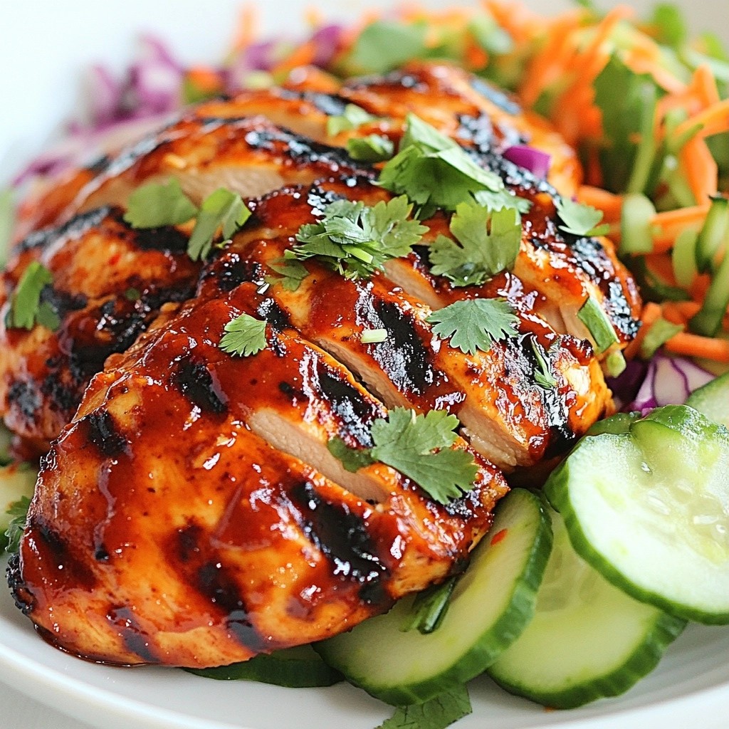 Grilliertes Spicy Sriracha Hähnchen mit Gurkenslaw