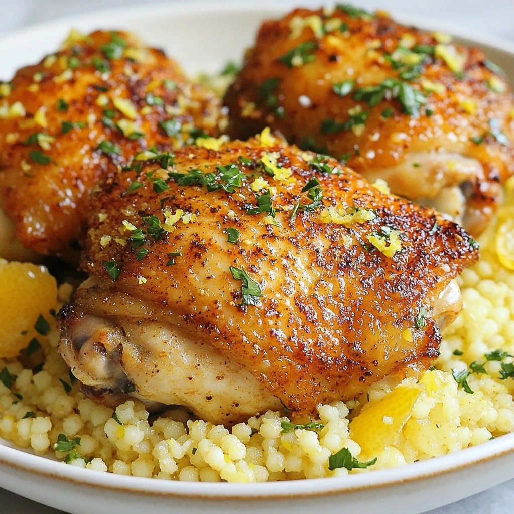 Knusprige Hähnchenschenkel mit Zitronen-Kräuter-Couscous