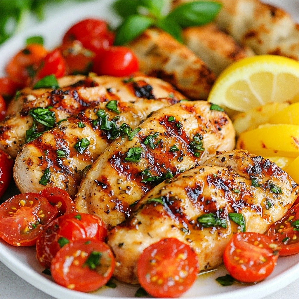 Zesty Italian Grilled Chicken mit Tomaten Bruschetta
