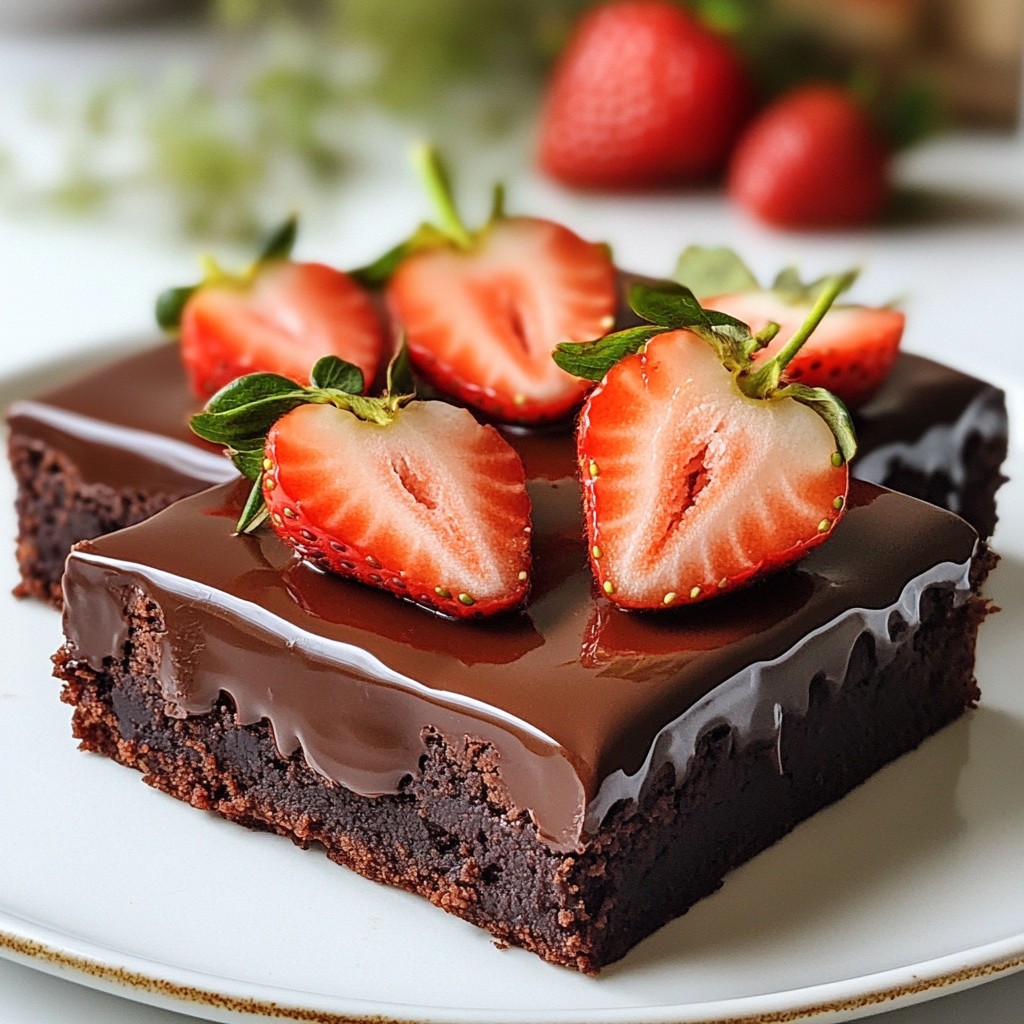 Schokoladenüberzogene Erdbeer-Brownies Rezept lecker