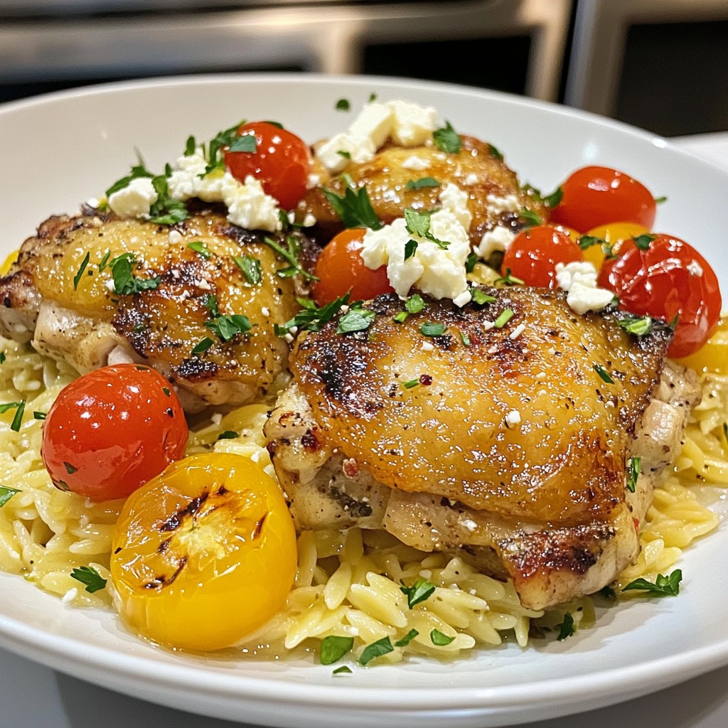 Griechische Hähnchenschenkel mit Zitronenorzo Rezept