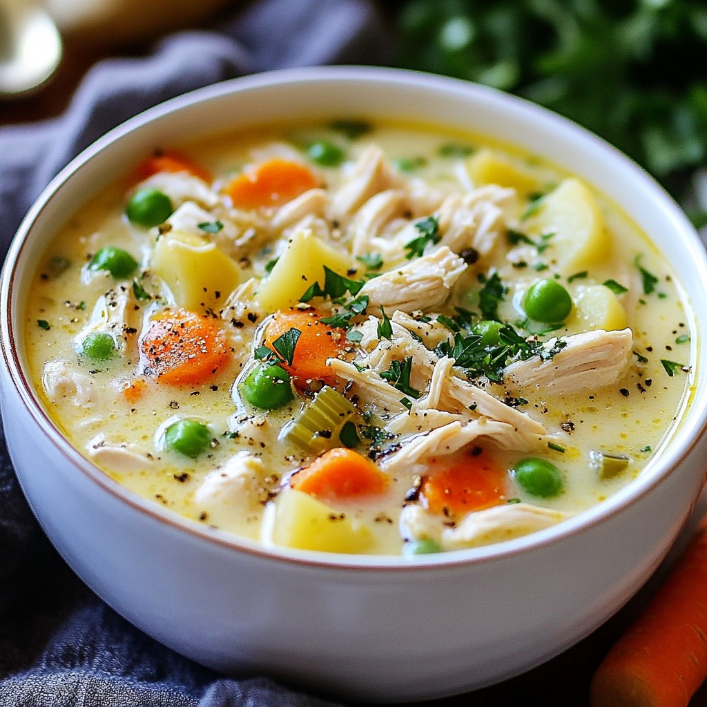 Creamy Chicken Pot Pie Soup Schmackhafte Wärme für Alle