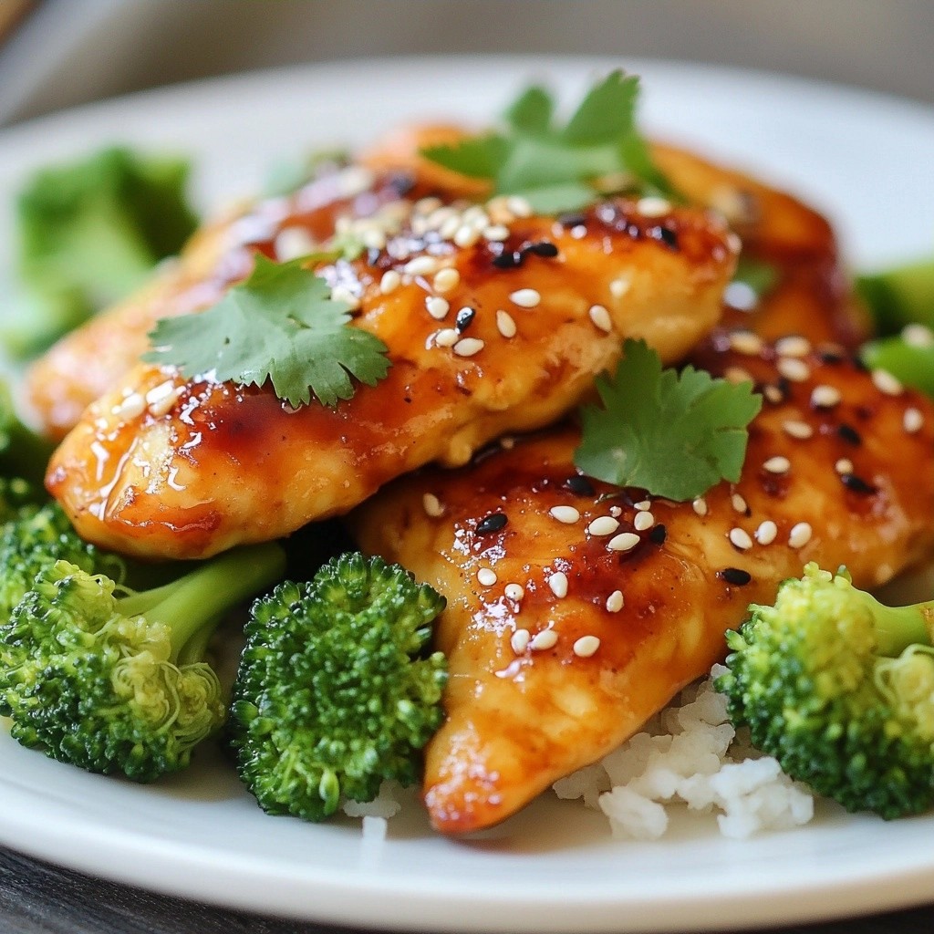 Tangy Orange Glazed Chicken Breast with Broccoli lecker